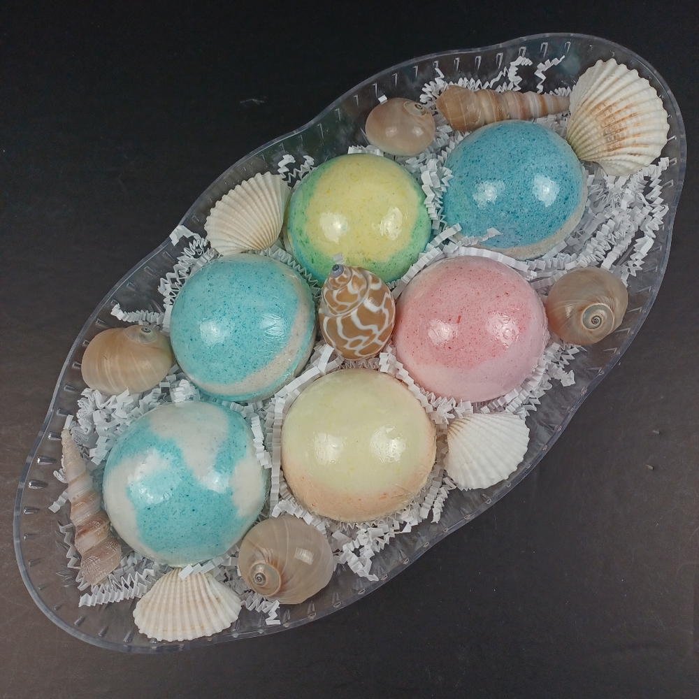 Handmade 6 Luxury Bathbombs Gift Basket Bath Set Bahama Tropical